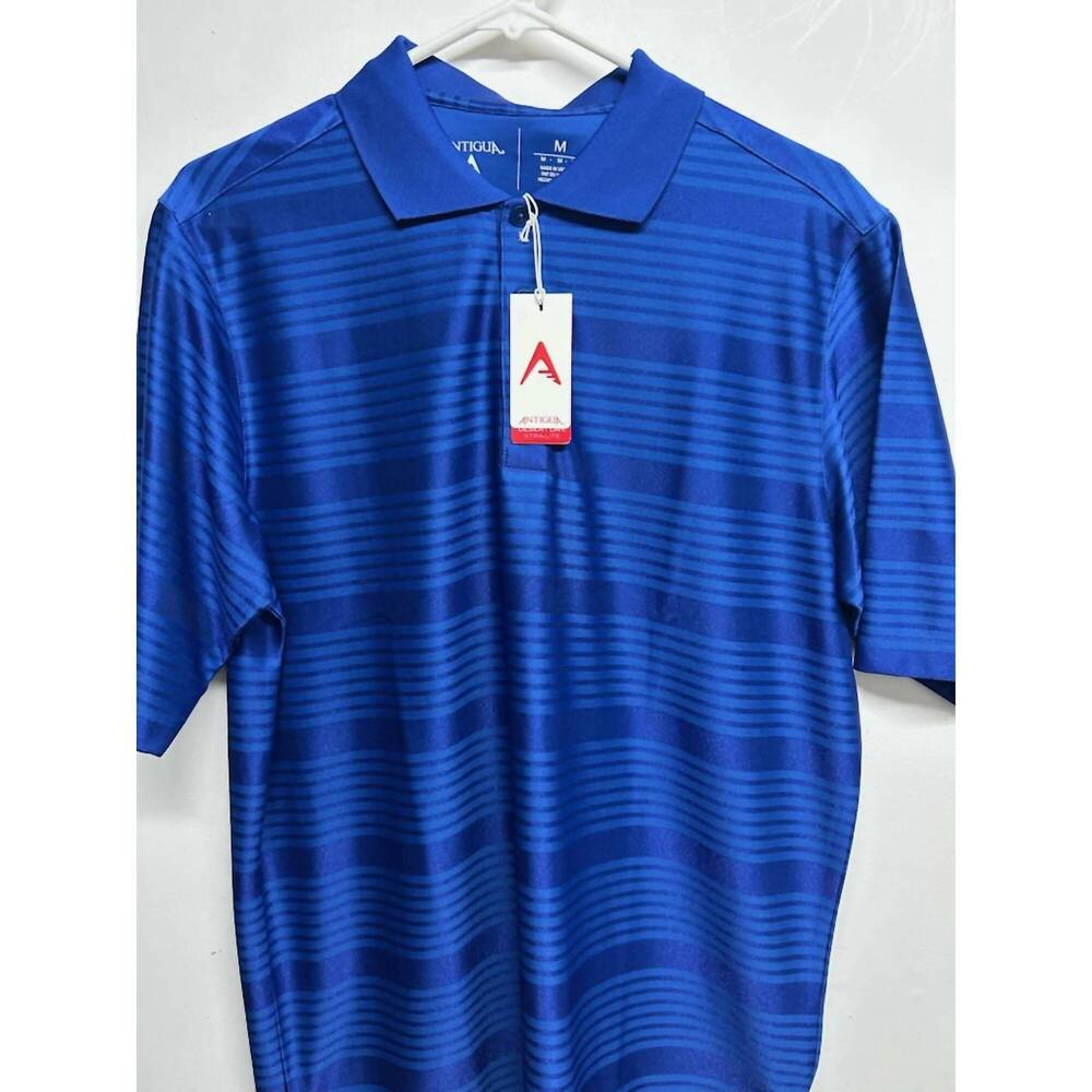 NEW ANTIGUA APPAREL men's illusion performance polo golf shirt in dark royal ill